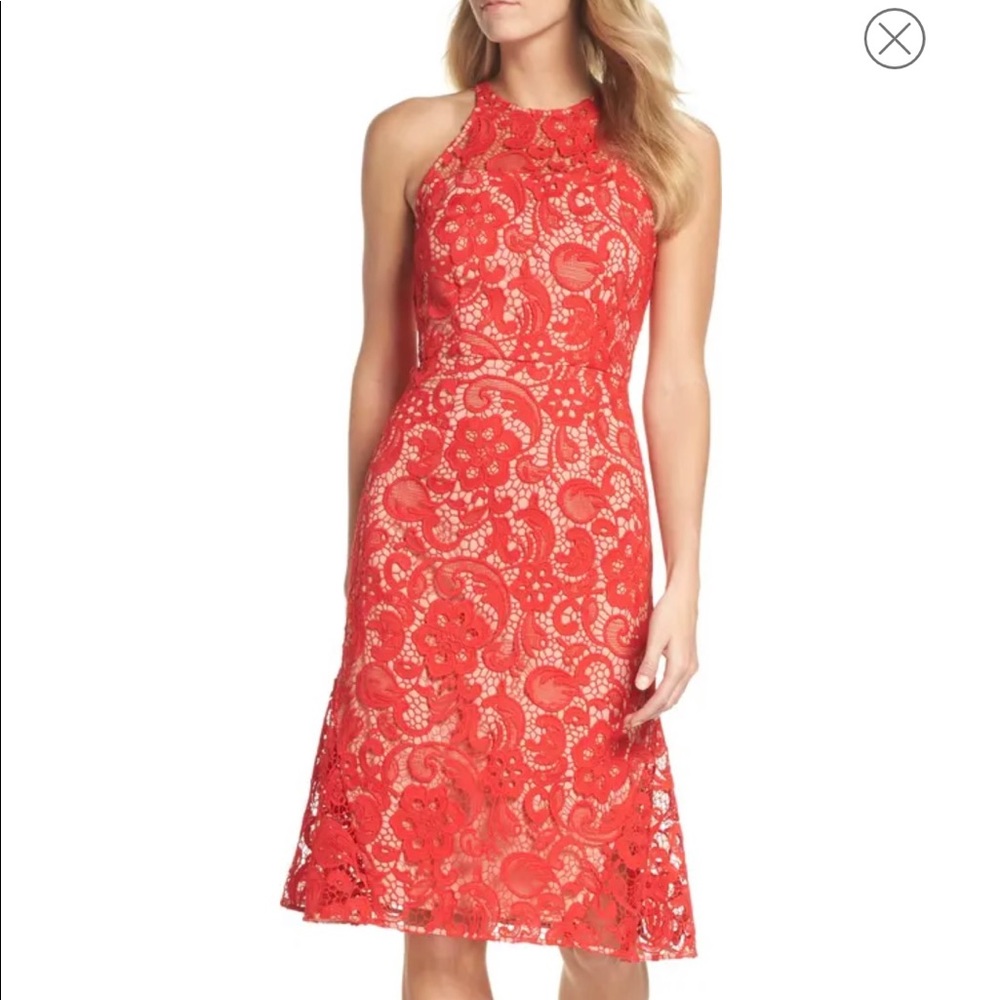 Nordstrom Chelsea28 Carnation Lace Red Dress Size 6 Like New